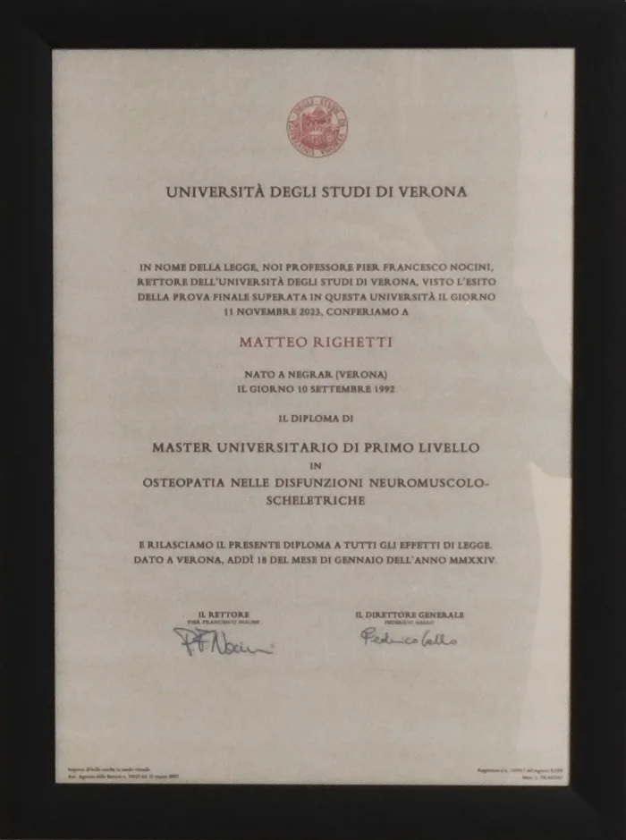 Master in Osteopatia nelle Disfunzioni Neuro Muscolo-Scheletriche